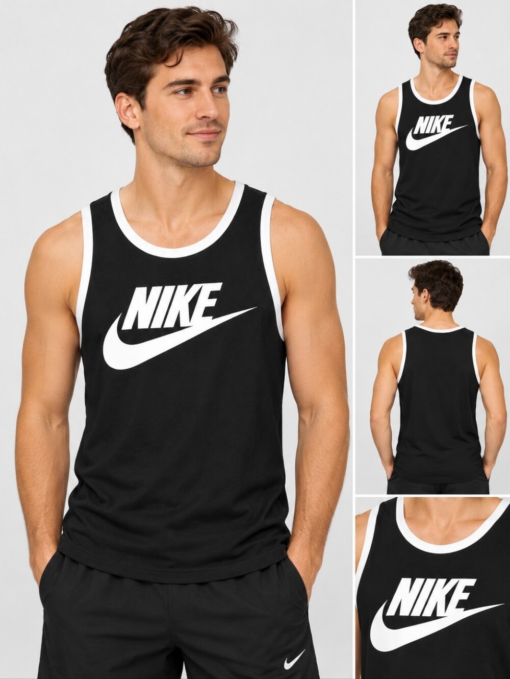 Nike Sportswear Black White Logo Tank Top Sleeveless Shirt Men’s Medium